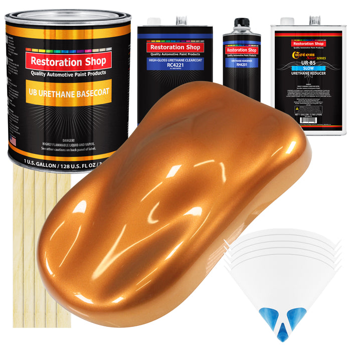 Sunburst Orange Metallic - Urethane Basecoat with Clearcoat Auto Paint - Complete Slow Gallon Paint Kit - Professional Automotive Car Truck Coating