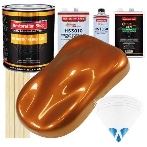 Atomic Orange Pearl - Urethane Basecoat with Premium Clearcoat Auto Paint - Complete Medium Gallon Paint Kit - Professional Gloss Automotive Coating