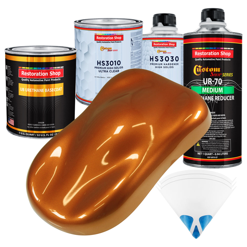 Atomic Orange Pearl - Urethane Basecoat with Premium Clearcoat Auto Paint (Complete Medium Quart Paint Kit) Professional High Gloss Automotive Coating