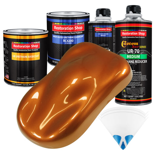 Atomic Orange Pearl - Urethane Basecoat with Clearcoat Auto Paint - Complete Medium Quart Paint Kit - Professional Gloss Automotive Car Truck Coating