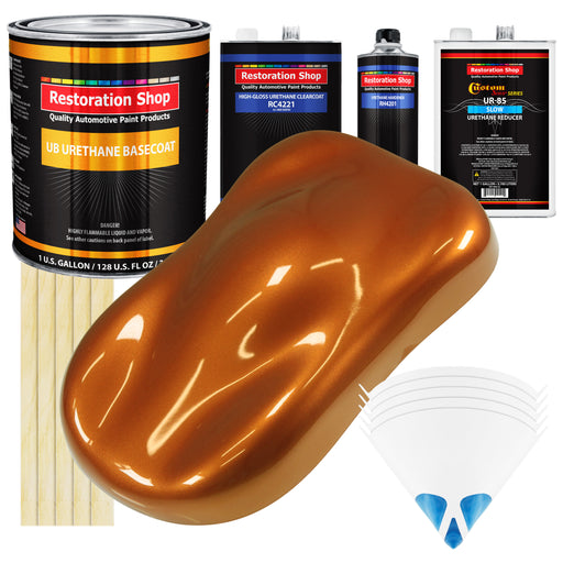 Atomic Orange Pearl - Urethane Basecoat with Clearcoat Auto Paint - Complete Slow Gallon Paint Kit - Professional Gloss Automotive Car Truck Coating