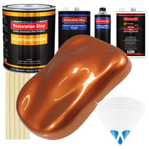 Malibu Sunset Orange Metallic - Urethane Basecoat with Clearcoat Auto Paint (Complete Fast Gallon Paint Kit) Professional Automotive Car Truck Coating