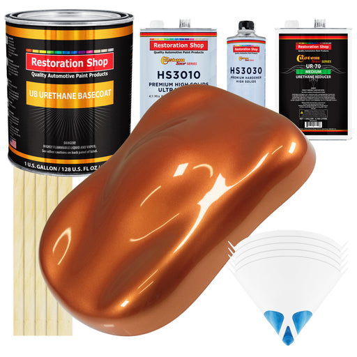 Malibu Sunset Orange Metallic - Urethane Basecoat with Premium Clearcoat Auto Paint (Complete Medium Gallon Paint Kit) Professional Automotive Coating