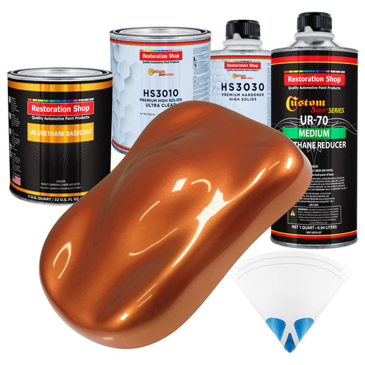 Malibu Sunset Orange Metallic - Urethane Basecoat with Premium Clearcoat Auto Paint (Complete Medium Quart Paint Kit) Professional Automotive Coating