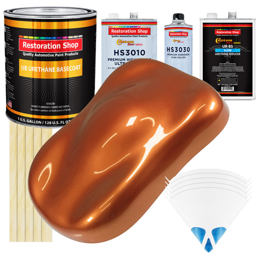 Malibu Sunset Orange Metallic - Urethane Basecoat with Premium Clearcoat Auto Paint - Complete Slow Gallon Paint Kit - Professional Automotive Coating