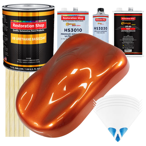 Inferno Orange Pearl Metallic - Urethane Basecoat with Premium Clearcoat Auto Paint - Complete Fast Gallon Paint Kit - Professional Automotive Coating