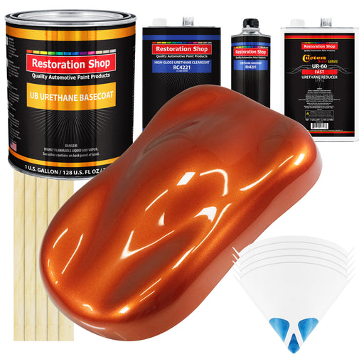 Inferno Orange Pearl Metallic - Urethane Basecoat with Clearcoat Auto Paint (Complete Fast Gallon Paint Kit) Professional Automotive Car Truck Coating