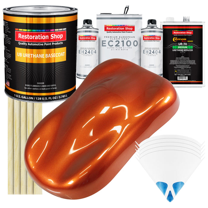 Inferno Orange Pearl Metallic Urethane Basecoat with European Clearcoat Auto Paint - Complete Gallon Paint Color Kit - Automotive Refinish Coating