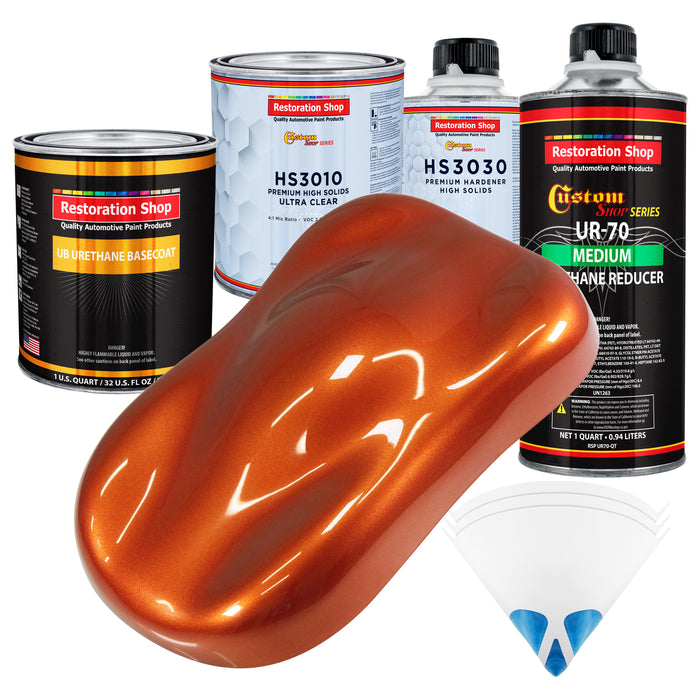 Inferno Orange Pearl Metallic - Urethane Basecoat with Premium Clearcoat Auto Paint (Complete Medium Quart Paint Kit) Professional Automotive Coating