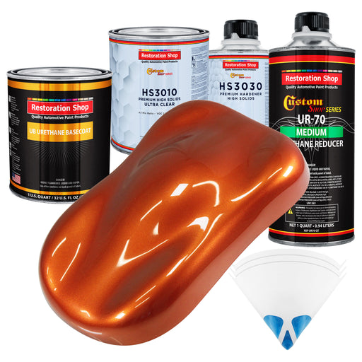 Inferno Orange Pearl Metallic - Urethane Basecoat with Premium Clearcoat Auto Paint (Complete Medium Quart Paint Kit) Professional Automotive Coating