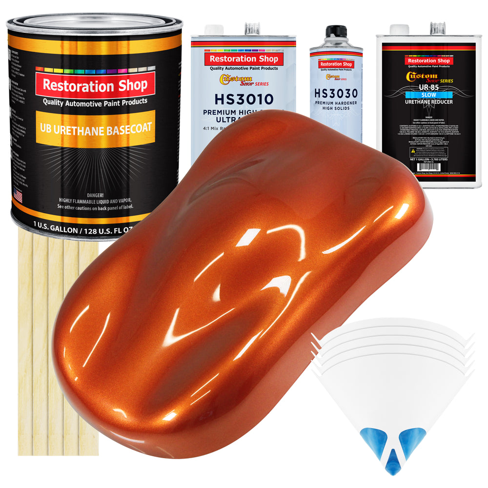 Inferno Orange Pearl Metallic - Urethane Basecoat with Premium Clearcoat Auto Paint - Complete Slow Gallon Paint Kit - Professional Automotive Coating