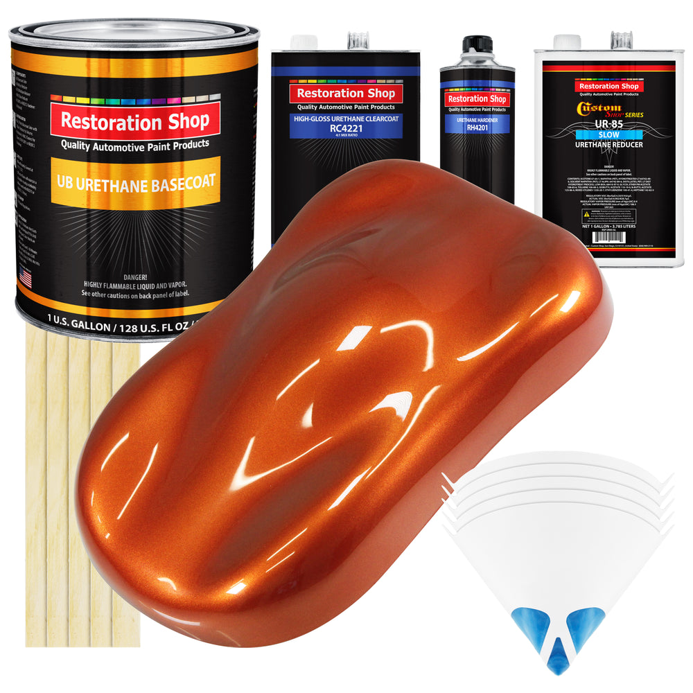 Inferno Orange Pearl Metallic - Urethane Basecoat with Clearcoat Auto Paint (Complete Slow Gallon Paint Kit) Professional Automotive Car Truck Coating