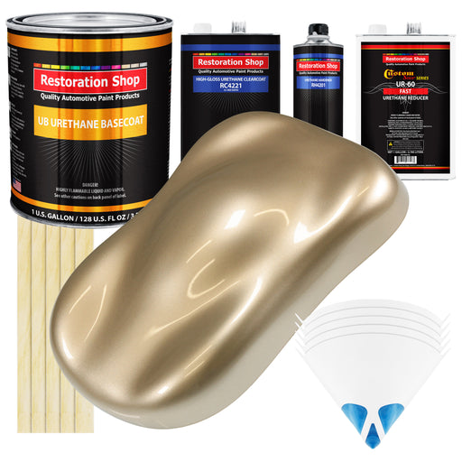 Driftwood Beige Metallic - Urethane Basecoat with Clearcoat Auto Paint - Complete Fast Gallon Paint Kit - Professional Automotive Car Truck Coating