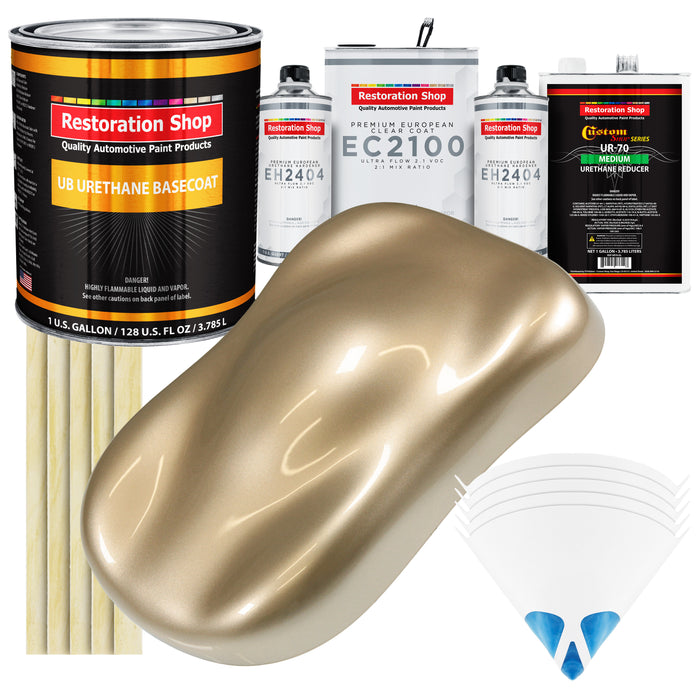 Driftwood Beige Metallic Urethane Basecoat with European Clearcoat Auto Paint - Complete Gallon Paint Color Kit - Automotive Refinish Coating