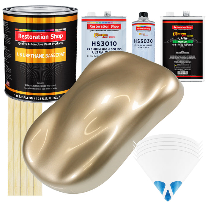 Driftwood Beige Metallic - Urethane Basecoat with Premium Clearcoat Auto Paint - Complete Medium Gallon Paint Kit - Professional Automotive Coating