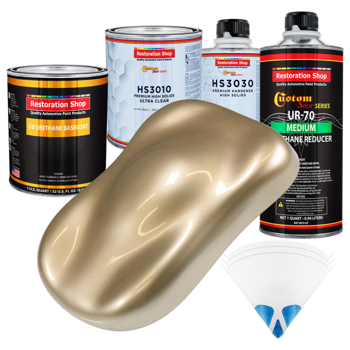 Driftwood Beige Metallic - Urethane Basecoat with Premium Clearcoat Auto Paint (Complete Medium Quart Paint Kit) Professional Gloss Automotive Coating