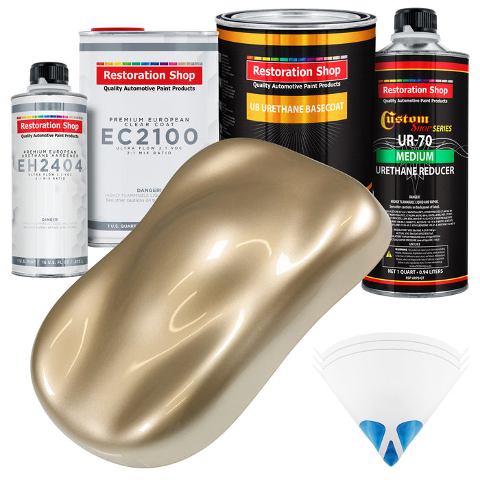 Driftwood Beige Metallic Urethane Basecoat with European Clearcoat Auto Paint - Complete Quart Paint Color Kit - Automotive Refinish Coating