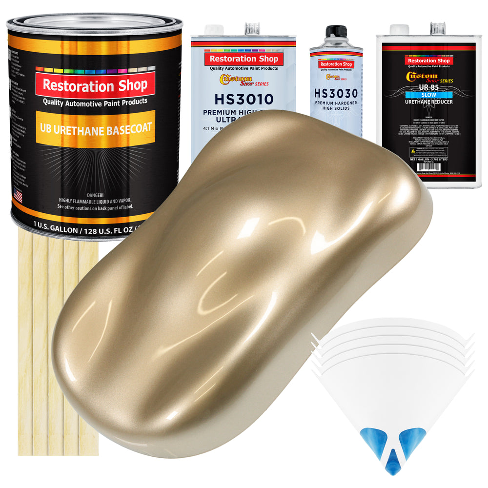 Driftwood Beige Metallic - Urethane Basecoat with Premium Clearcoat Auto Paint (Complete Slow Gallon Paint Kit) Professional Gloss Automotive Coating