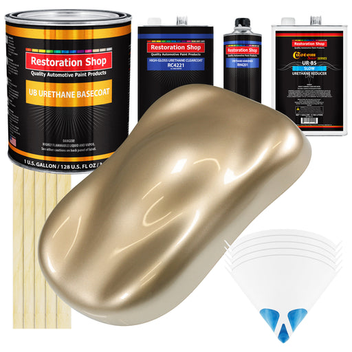 Driftwood Beige Metallic - Urethane Basecoat with Clearcoat Auto Paint - Complete Slow Gallon Paint Kit - Professional Automotive Car Truck Coating