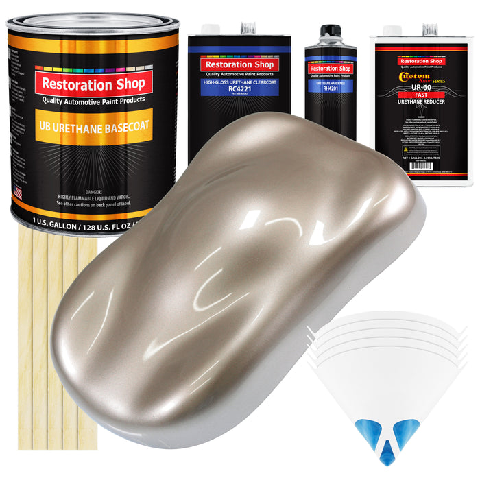 Mocha Frost Metallic - Urethane Basecoat with Clearcoat Auto Paint - Complete Fast Gallon Paint Kit - Professional Gloss Automotive Car Truck Coating