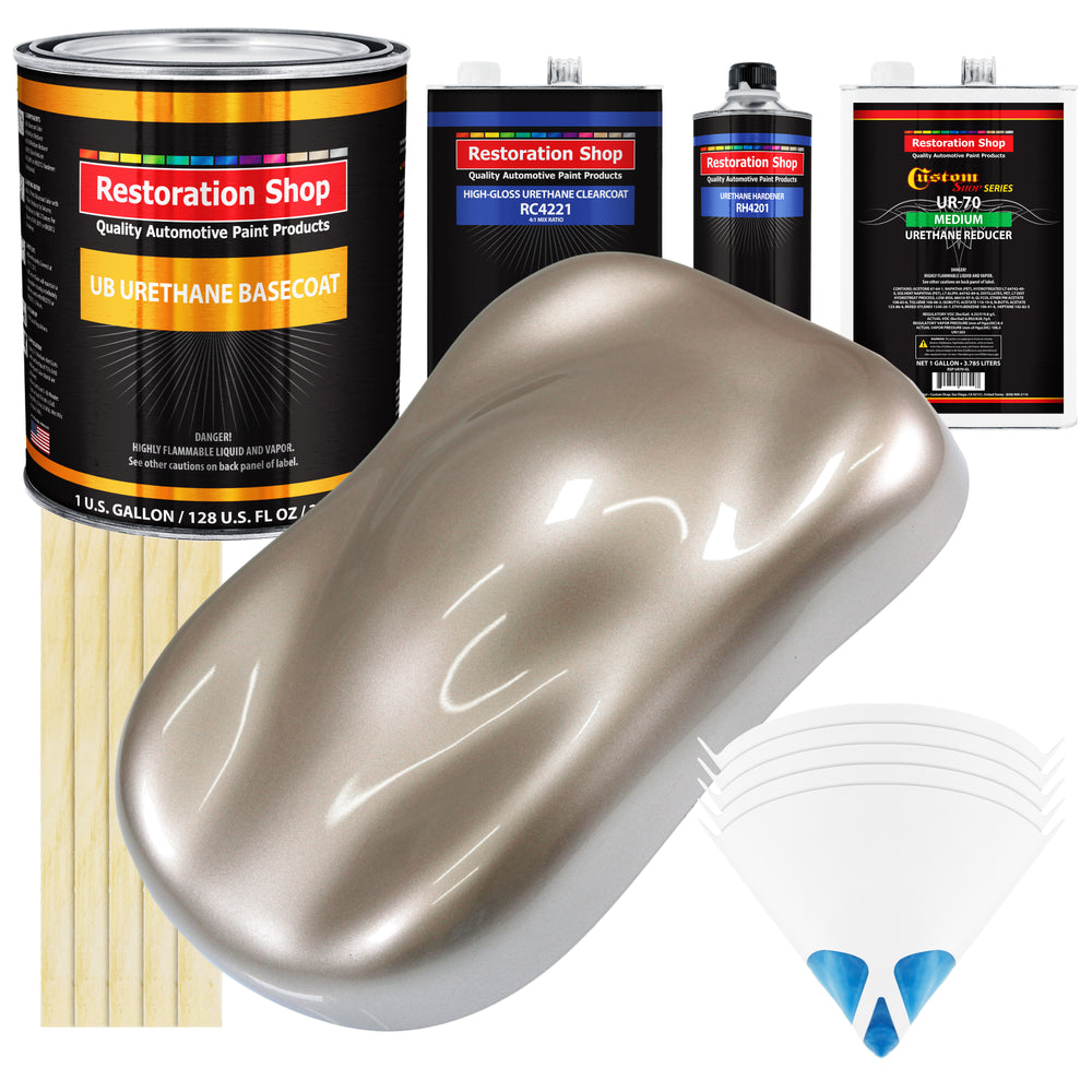 Mocha Frost Metallic - Urethane Basecoat with Clearcoat Auto Paint (Complete Medium Gallon Paint Kit) Professional Gloss Automotive Car Truck Coating