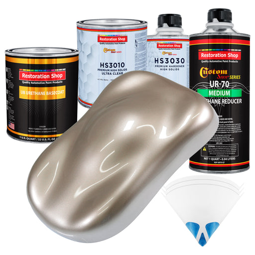 Mocha Frost Metallic - Urethane Basecoat with Premium Clearcoat Auto Paint - Complete Medium Quart Paint Kit - Professional Gloss Automotive Coating