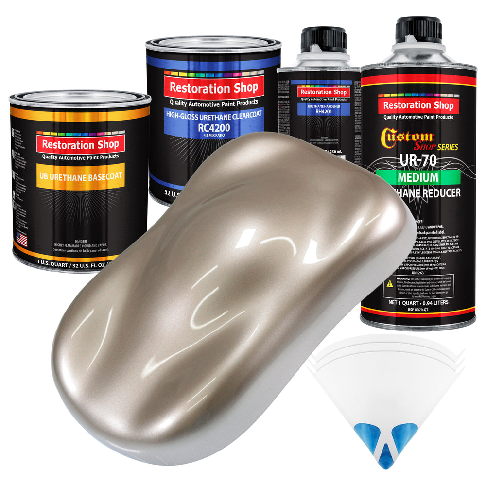 Mocha Frost Metallic - Urethane Basecoat with Clearcoat Auto Paint - Complete Medium Quart Paint Kit - Professional Gloss Automotive Car Truck Coating