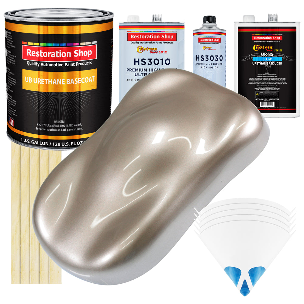 Mocha Frost Metallic - Urethane Basecoat with Premium Clearcoat Auto Paint (Complete Slow Gallon Paint Kit) Professional High Gloss Automotive Coating