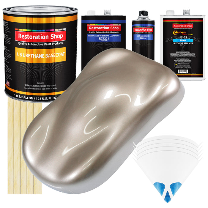Mocha Frost Metallic - Urethane Basecoat with Clearcoat Auto Paint - Complete Slow Gallon Paint Kit - Professional Gloss Automotive Car Truck Coating