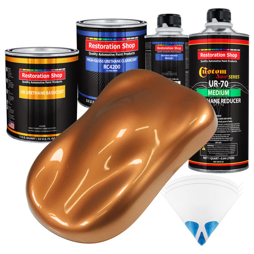 Ginger Metallic - Urethane Basecoat with Clearcoat Auto Paint (Complete Medium Quart Paint Kit) Professional High Gloss Automotive Car Truck Coating