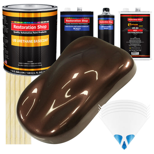 Mahogany Brown Metallic - Urethane Basecoat with Clearcoat Auto Paint (Complete Fast Gallon Paint Kit) Professional Gloss Automotive Car Truck Coating