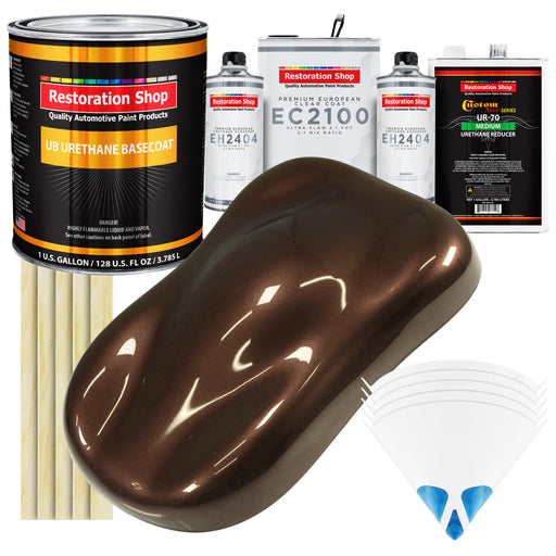 Mahogany Brown Metallic Urethane Basecoat with European Clearcoat Auto Paint - Complete Gallon Paint Color Kit - Automotive Refinish Coating