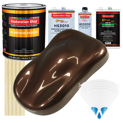 Mahogany Brown Metallic - Urethane Basecoat with Premium Clearcoat Auto Paint (Complete Medium Gallon Paint Kit) Professional Gloss Automotive Coating