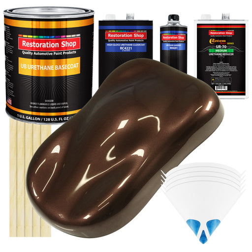 Mahogany Brown Metallic - Urethane Basecoat with Clearcoat Auto Paint - Complete Medium Gallon Paint Kit - Professional Automotive Car Truck Coating