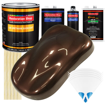 Mahogany Brown Metallic - Urethane Basecoat with Clearcoat Auto Paint - Complete Medium Gallon Paint Kit - Professional Automotive Car Truck Coating