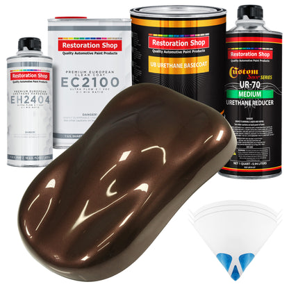 Mahogany Brown Metallic Urethane Basecoat with European Clearcoat Auto Paint - Complete Quart Paint Color Kit - Automotive Refinish Coating