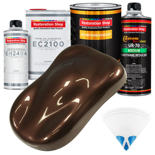 Mahogany Brown Metallic Urethane Basecoat with European Clearcoat Auto Paint - Complete Quart Paint Color Kit - Automotive Refinish Coating
