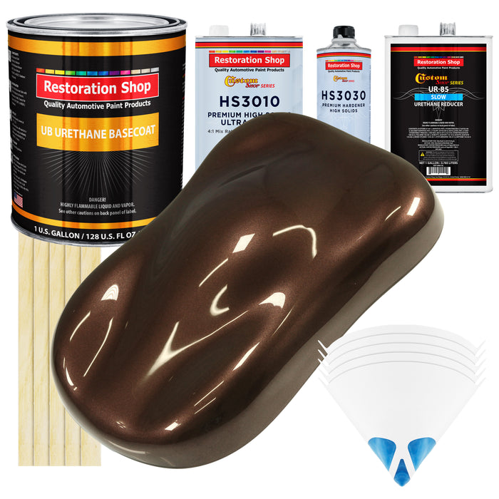 Mahogany Brown Metallic - Urethane Basecoat with Premium Clearcoat Auto Paint - Complete Slow Gallon Paint Kit - Professional Gloss Automotive Coating