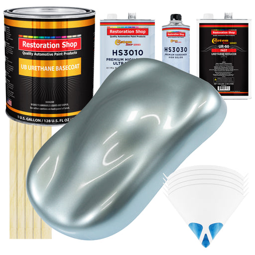 Silver Blue Metallic - Urethane Basecoat with Premium Clearcoat Auto Paint (Complete Fast Gallon Paint Kit) Professional High Gloss Automotive Coating