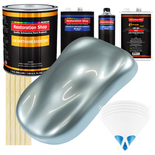 Silver Blue Metallic - Urethane Basecoat with Clearcoat Auto Paint - Complete Fast Gallon Paint Kit - Professional Gloss Automotive Car Truck Coating