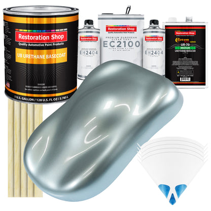 Silver Blue Metallic Urethane Basecoat with European Clearcoat Auto Paint - Complete Gallon Paint Color Kit - Automotive Refinish Coating