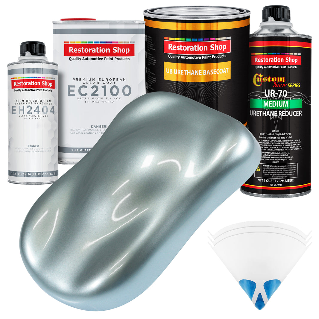 Silver Blue Metallic Urethane Basecoat with European Clearcoat Auto Paint - Complete Quart Paint Color Kit - Automotive Refinish Coating