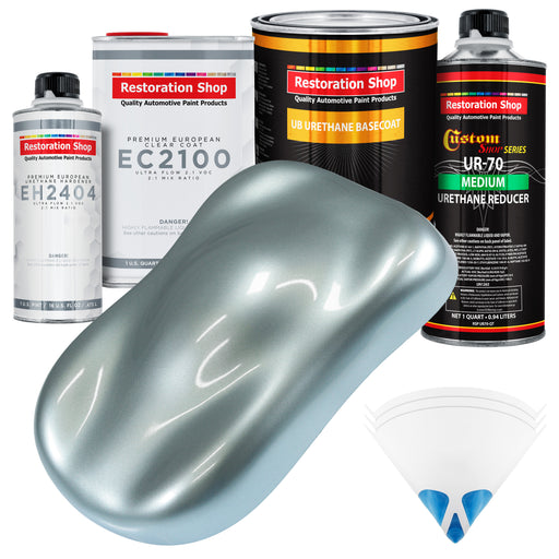 Silver Blue Metallic Urethane Basecoat with European Clearcoat Auto Paint - Complete Quart Paint Color Kit - Automotive Refinish Coating