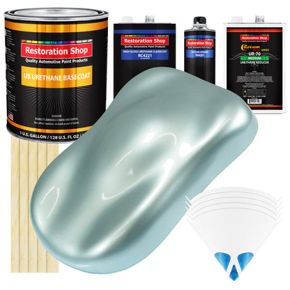 Frost Blue Metallic - Urethane Basecoat with Clearcoat Auto Paint - Complete Medium Gallon Paint Kit - Professional Gloss Automotive Car Truck Coating