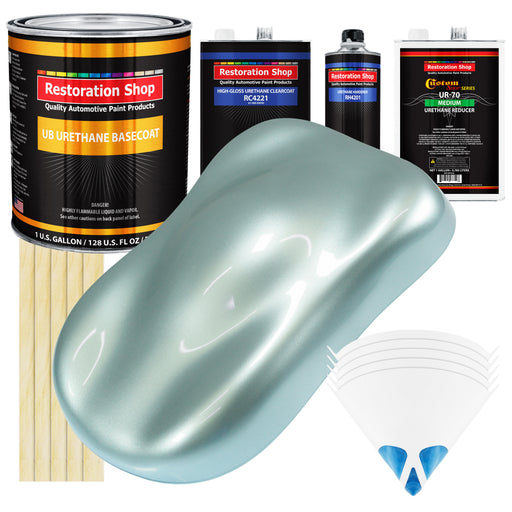Frost Blue Metallic - Urethane Basecoat with Clearcoat Auto Paint - Complete Medium Gallon Paint Kit - Professional Gloss Automotive Car Truck Coating