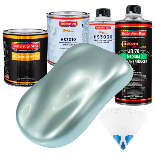 Frost Blue Metallic - Urethane Basecoat with Premium Clearcoat Auto Paint (Complete Medium Quart Paint Kit) Professional High Gloss Automotive Coating