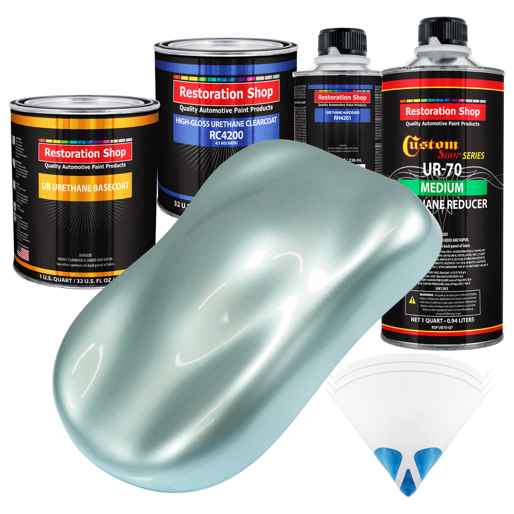 Frost Blue Metallic - Urethane Basecoat with Clearcoat Auto Paint - Complete Medium Quart Paint Kit - Professional Gloss Automotive Car Truck Coating