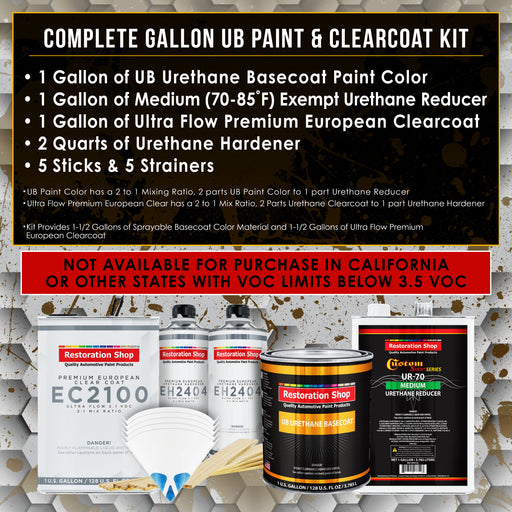 Glacier Blue Metallic Urethane Basecoat with European Clearcoat Auto Paint - Complete Gallon Paint Color Kit - Automotive Refinish Coating