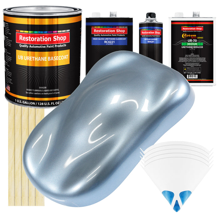 Glacier Blue Metallic - Urethane Basecoat with Clearcoat Auto Paint (Complete Medium Gallon Paint Kit) Professional Gloss Automotive Car Truck Coating