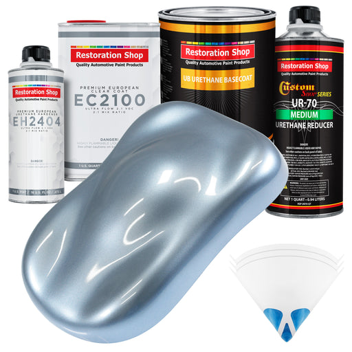 Glacier Blue Metallic Urethane Basecoat with European Clearcoat Auto Paint - Complete Quart Paint Color Kit - Automotive Refinish Coating